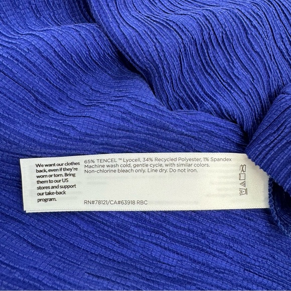 New Eileen Fisher Woven Plisse Wide Leg Ankle Pant Size L Blue $188 - Picture 8 of 15